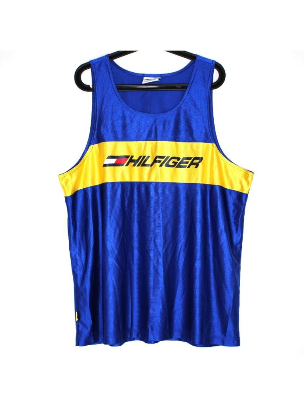 Vintage Tommy Hilfiger Athletics Mens 2XL Shiny Y2K Tank Top Jersey N1461